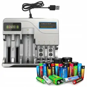 UNIWERSALNA SZYBKA ŁADOWARKA DO AKUMULATORKÓW BATERII 7 GNIAZD AAA USB