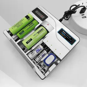 UNIWERSALNA SZYBKA ŁADOWARKA DO AKUMULATORKÓW BATERII 7 GNIAZD AAA USB