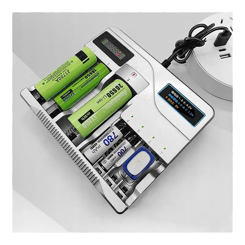 UNIWERSALNA SZYBKA ŁADOWARKA DO AKUMULATORKÓW BATERII 7 GNIAZD AAA USB