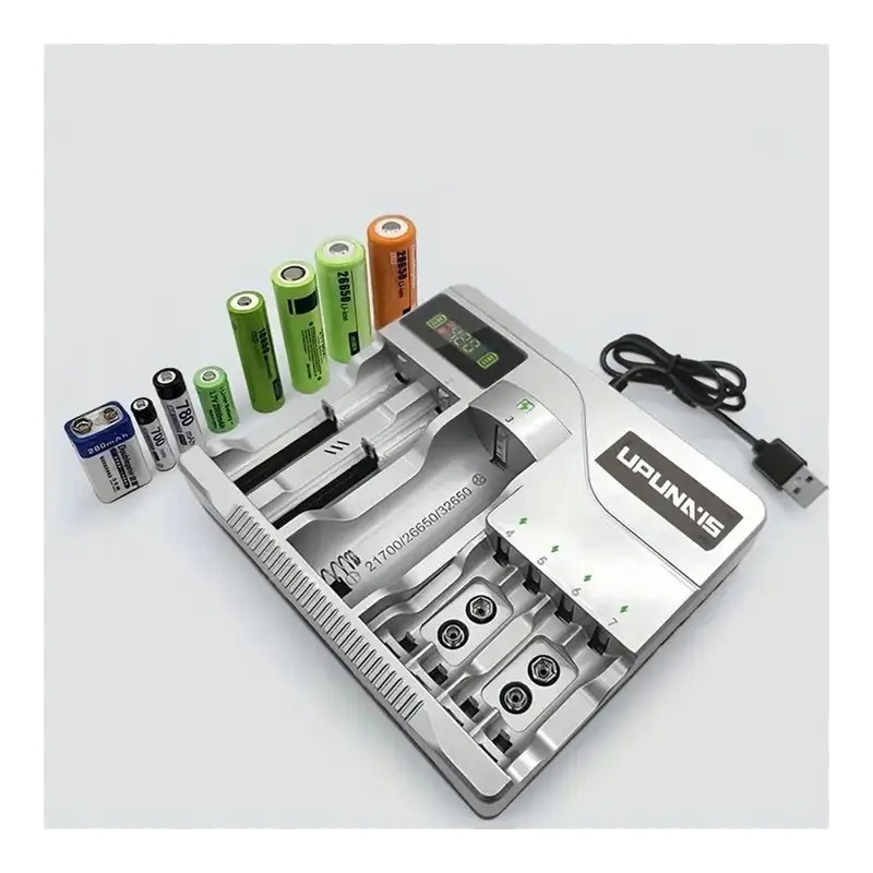 UNIWERSALNA SZYBKA ŁADOWARKA DO AKUMULATORKÓW BATERII 7 GNIAZD AAA USB
