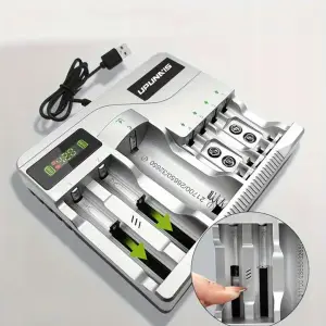 UNIWERSALNA SZYBKA ŁADOWARKA DO AKUMULATORKÓW BATERII 7 GNIAZD AAA USB