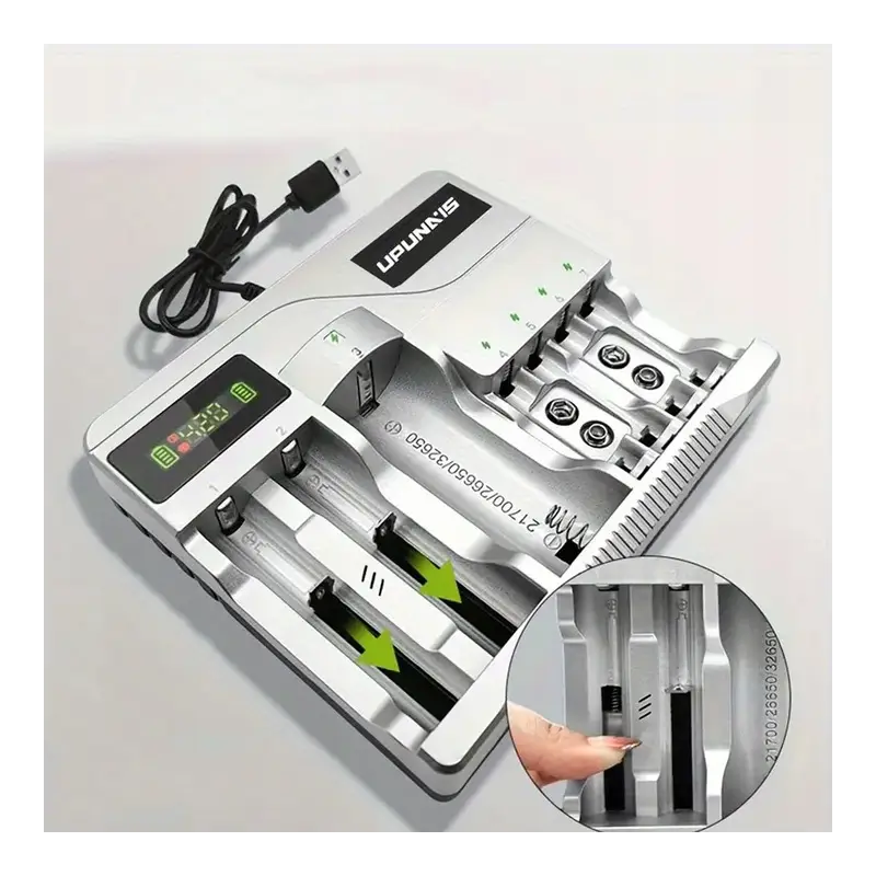 UNIWERSALNA SZYBKA ŁADOWARKA DO AKUMULATORKÓW BATERII 7 GNIAZD AAA USB