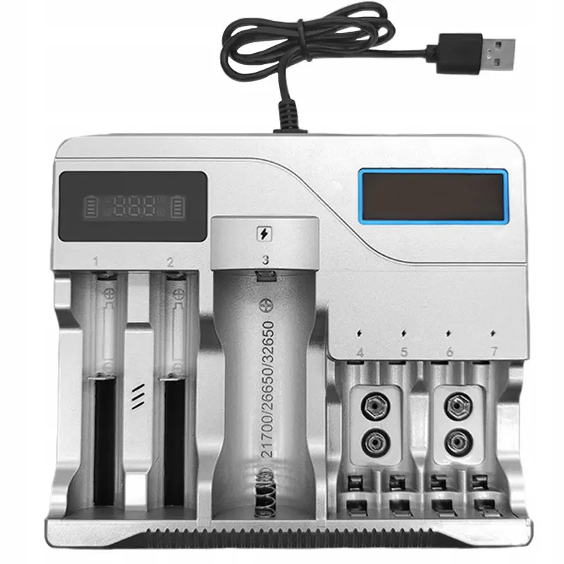 UNIWERSALNA SZYBKA ŁADOWARKA DO AKUMULATORKÓW BATERII 7 GNIAZD AAA USB