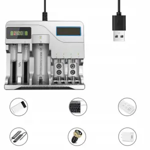 UNIWERSALNA SZYBKA ŁADOWARKA DO AKUMULATORKÓW BATERII 7 GNIAZD AAA USB