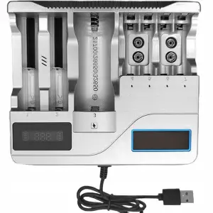 UNIWERSALNA SZYBKA ŁADOWARKA DO AKUMULATORKÓW BATERII 7 GNIAZD AAA USB