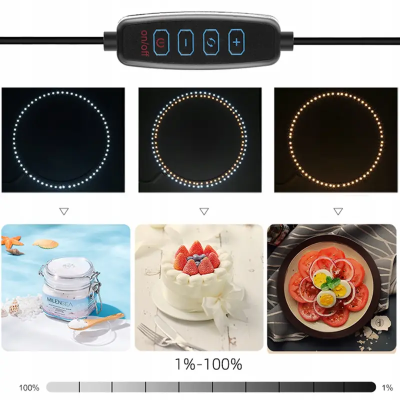 NAMIOT BEZCIENIOWY SKŁADANY STÓŁ 40x40 CM USB PANEL LED 24W 12 KOLORÓW TŁA