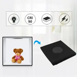 NAMIOT BEZCIENIOWY SKŁADANY STÓŁ 40x40 CM USB PANEL LED 24W 12 KOLORÓW TŁA