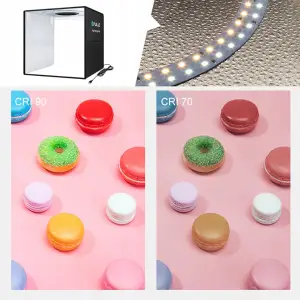 NAMIOT BEZCIENIOWY SKŁADANY STÓŁ 40x40 CM USB PANEL LED 24W 12 KOLORÓW TŁA