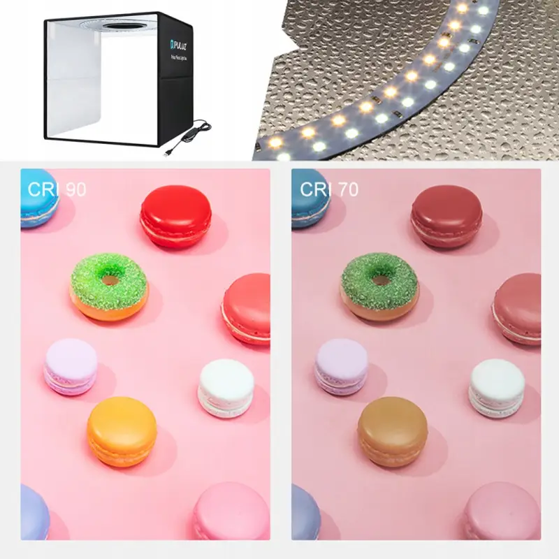 NAMIOT BEZCIENIOWY SKŁADANY STÓŁ 40x40 CM USB PANEL LED 24W 12 KOLORÓW TŁA