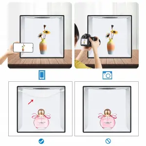 NAMIOT BEZCIENIOWY SKŁADANY STÓŁ 40x40 CM USB PANEL LED 24W 12 KOLORÓW TŁA