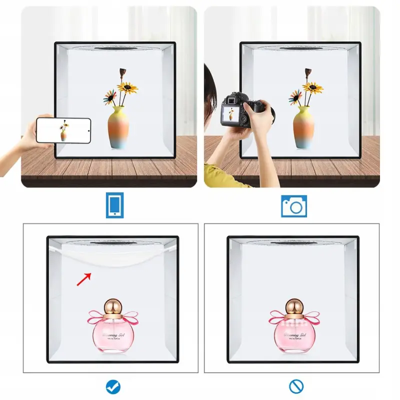 NAMIOT BEZCIENIOWY SKŁADANY STÓŁ 40x40 CM USB PANEL LED 24W 12 KOLORÓW TŁA