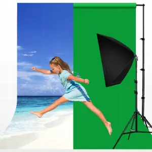 GREEN SCREEN ZIELONE TŁO MATERIAŁOWE 3x2m FOTOGRAFICZNE NIEWIDZIALNY EKRAN