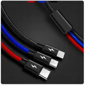 ŁADOWARKA + KABEL 3W1 USBC IPHONE 1,2M CZARNA KOSTKA SZYBKA SIECIOWA ZESTAW