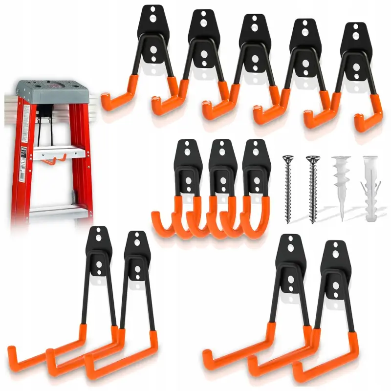 HAKI GARAŻOWE UCHWYTY ŚCIENNE ORGANIZACJA WARSZTATU METAL ZESTAW 12 SZT