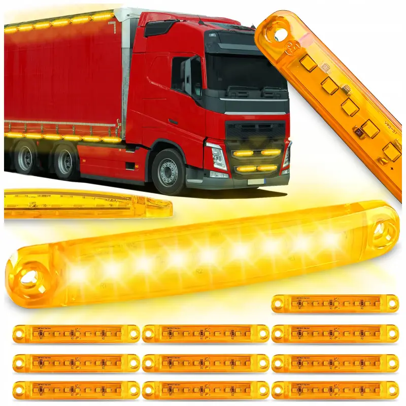 ZESTAW LAMPA OBRYSOWA LED OBRYSÓWKA 12 24V POMARAŃCZOWA DIODY 10 SZT