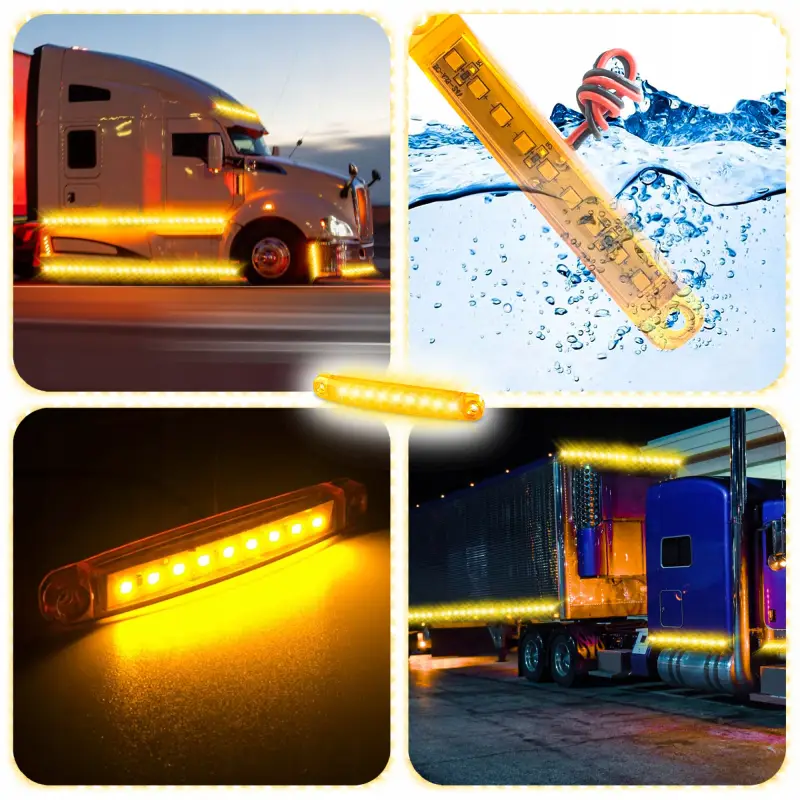 ZESTAW LAMPA OBRYSOWA LED OBRYSÓWKA 12 24V POMARAŃCZOWA DIODY 10 SZT