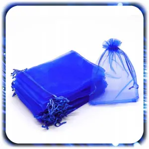 WORECZKI Z ORGANZY NA ŚLUB PREZENT BIŻUTERIĘ MAŁE TOREBKI NIEBIESKIE 100x
