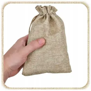 WORECZKI LNIANE ZE SZNURKIEM 10x12cm Z LNU JUTOWE ZIOŁA PODZIĘKOWANIA 10SZT