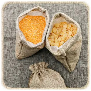 WORECZKI LNIANE ZE SZNURKIEM 10x12cm Z LNU JUTOWE ZIOŁA PODZIĘKOWANIA 10SZT