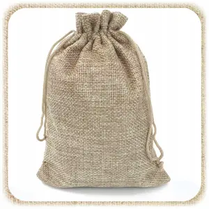 WORECZKI LNIANE ZE SZNURKIEM 10x12cm Z LNU JUTOWE ZIOŁA PODZIĘKOWANIA 10SZT