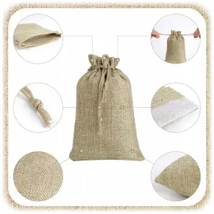 WORECZKI LNIANE ZE SZNURKIEM 10x12cm Z LNU JUTOWE ZIOŁA PODZIĘKOWANIA 10SZT