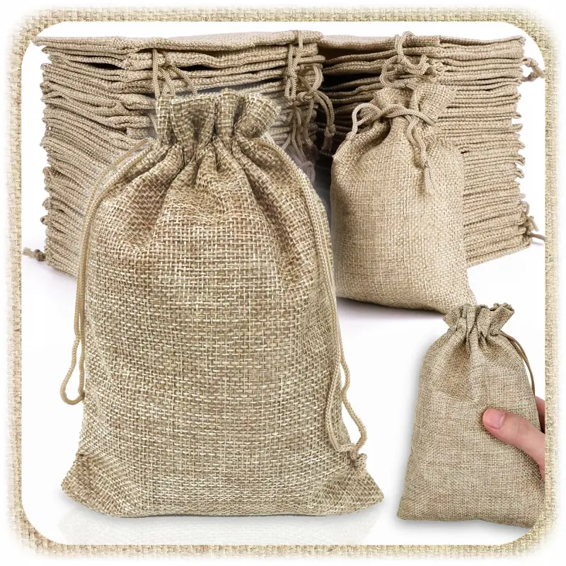 WORECZKI JUTOWE ZE SZNURKIEM 13x18cm Z JUTY LNIANE ZIOŁA PREZENTY ECO 10SZT