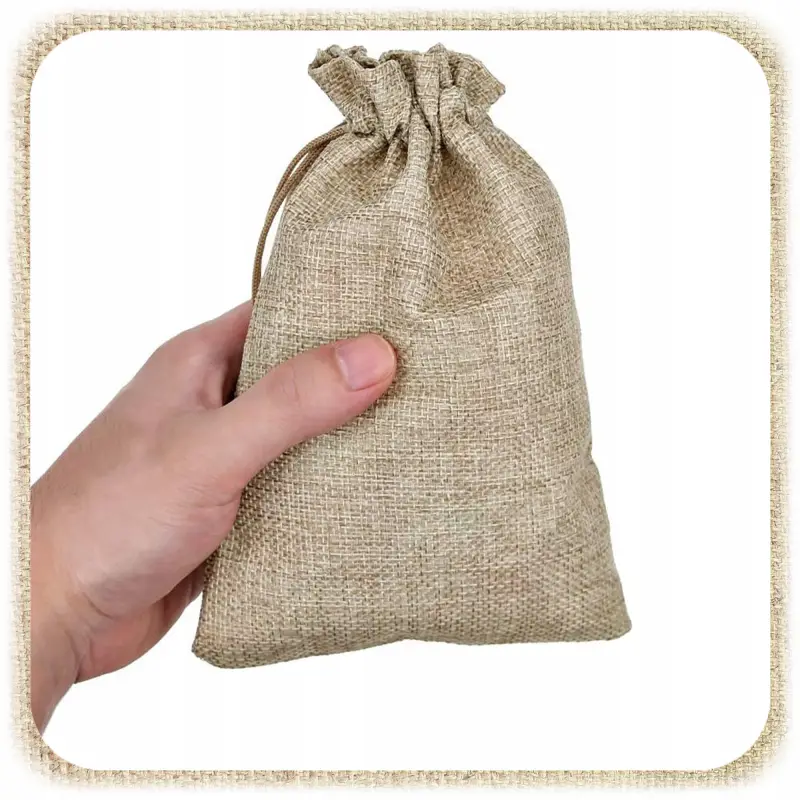 WORECZKI JUTOWE ZE SZNURKIEM 13x18cm Z JUTY LNIANE ZIOŁA PREZENTY ECO 10SZT