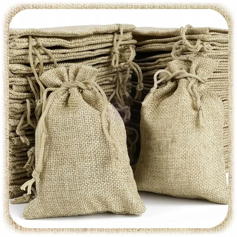 WORECZKI JUTOWE ZE SZNURKIEM 13x18cm Z JUTY LNIANE ZIOŁA PREZENTY ECO 10SZT