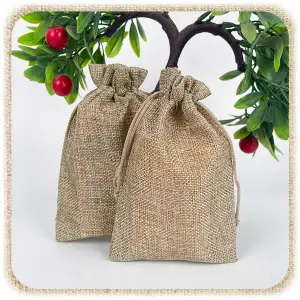 WORECZKI JUTOWE ZE SZNURKIEM 13x18cm Z JUTY LNIANE ZIOŁA PREZENTY ECO 10SZT