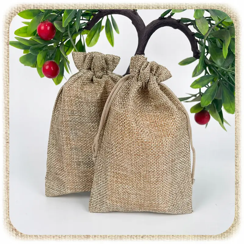 WORECZKI JUTOWE ZE SZNURKIEM 13x18cm Z JUTY LNIANE ZIOŁA PREZENTY ECO 10SZT