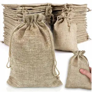 WORECZKI JUTOWE ZE SZNURKIEM 13x18cm Z JUTY LNIANE ZIOŁA PREZENTY ECO 10SZT