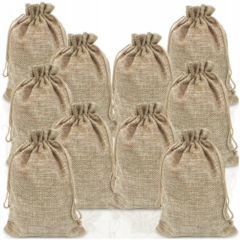WORECZKI JUTOWE ZE SZNURKIEM 13x18cm Z JUTY LNIANE ZIOŁA PREZENTY ECO 10SZT