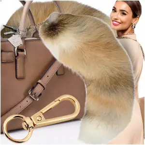 BRELOK ZAWIESZKA PUCHATY OGON BRELOCZEK WILK LIS FUTRZAK OZDOBA KLUCZY 45cm