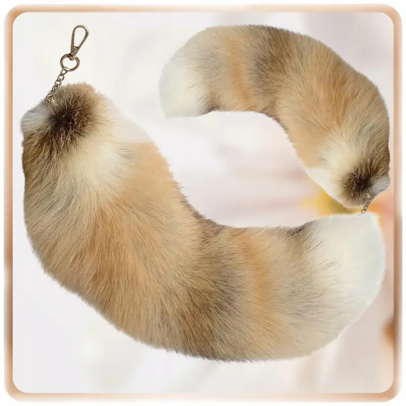 BRELOK ZAWIESZKA PUCHATY OGON BRELOCZEK WILK LIS FUTRZAK OZDOBA KLUCZY 45cm