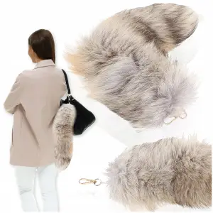 BRELOK ZAWIESZKA PUCHATY OGON BRELOCZEK WILK LIS FUTRZAK OZDOBA KLUCZY 45cm