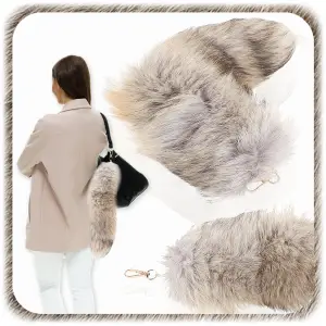 BRELOK ZAWIESZKA PUCHATY OGON BRELOCZEK WILK LIS FUTRZAK OZDOBA KLUCZY 45cm