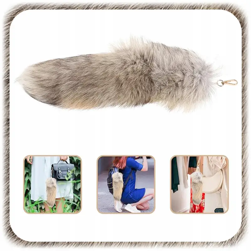 BRELOK ZAWIESZKA PUCHATY OGON BRELOCZEK WILK LIS FUTRZAK OZDOBA KLUCZY 45cm