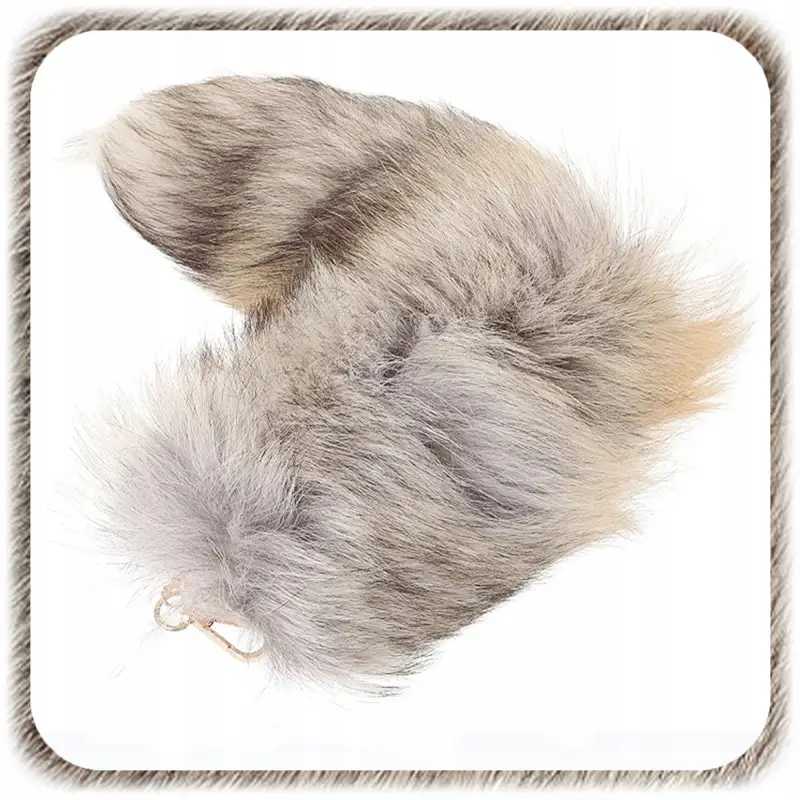 BRELOK ZAWIESZKA PUCHATY OGON BRELOCZEK WILK LIS FUTRZAK OZDOBA KLUCZY 45cm