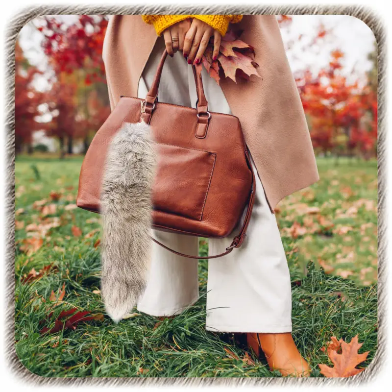 BRELOK ZAWIESZKA PUCHATY OGON BRELOCZEK WILK LIS FUTRZAK OZDOBA KLUCZY 45cm