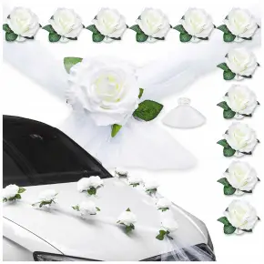 DEKORACJA ŚLUBNA NA SAMOCHÓD OZDOBA DO ŚLUBU SAMOCHODU OZDOBY KWIATY