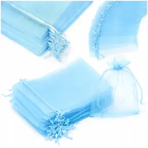 WORECZKI Z ORGANZY KOMUNIA CHRZEST PODZIĘKOWANIA TOREBKI BŁĘKITNE 100 SZT