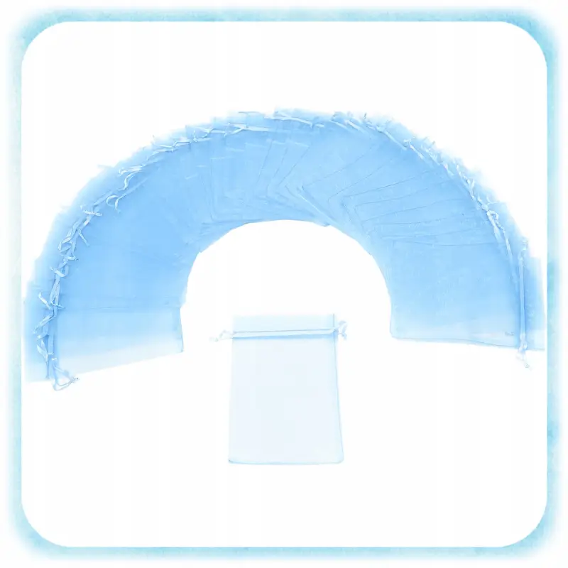 WORECZKI Z ORGANZY KOMUNIA CHRZEST PODZIĘKOWANIA TOREBKI BŁĘKITNE 100 SZT