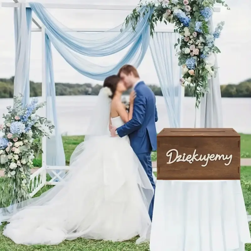 DREWNIANA SKRZYNKA NA KARTKI OKOLICZNOŚCIOWE KOPERTY PIENIĄDZE ŚLUB PUDEŁKO