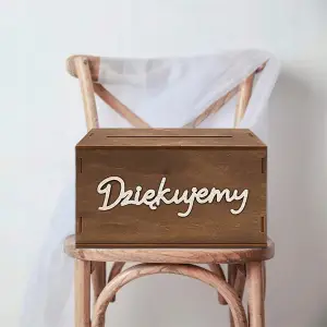 DREWNIANA SKRZYNKA NA KARTKI OKOLICZNOŚCIOWE KOPERTY PIENIĄDZE ŚLUB PUDEŁKO