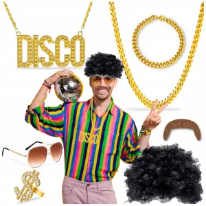 ZESTAW PRZEBRANIE RETRO DISCO LATA 70 80 90 NA IMPREZĘ HALLOWEEN AKCESORIA