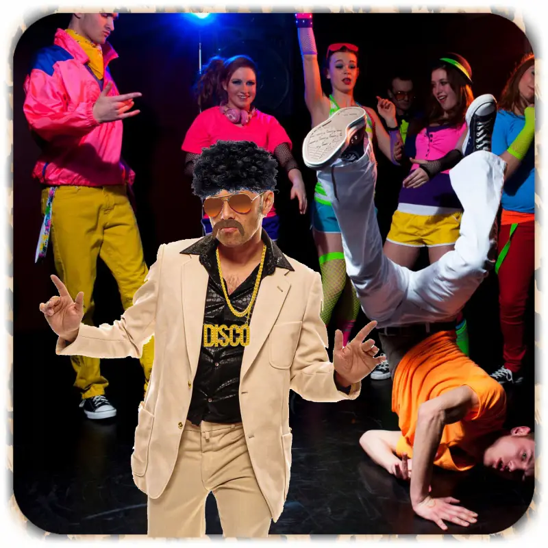 ZESTAW PRZEBRANIE RETRO DISCO LATA 70 80 90 NA IMPREZĘ HALLOWEEN AKCESORIA