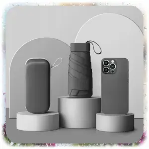 MINI SKŁADANY PARASOL MANUALNY KIESZONKOWY KOMPAKTOWY MAŁY ETUI CZARNY