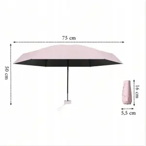 MINI SKŁADANY PARASOL MANUALNY KIESZONKOWY KOMPAKTOWY ETUI RÓŻOWY