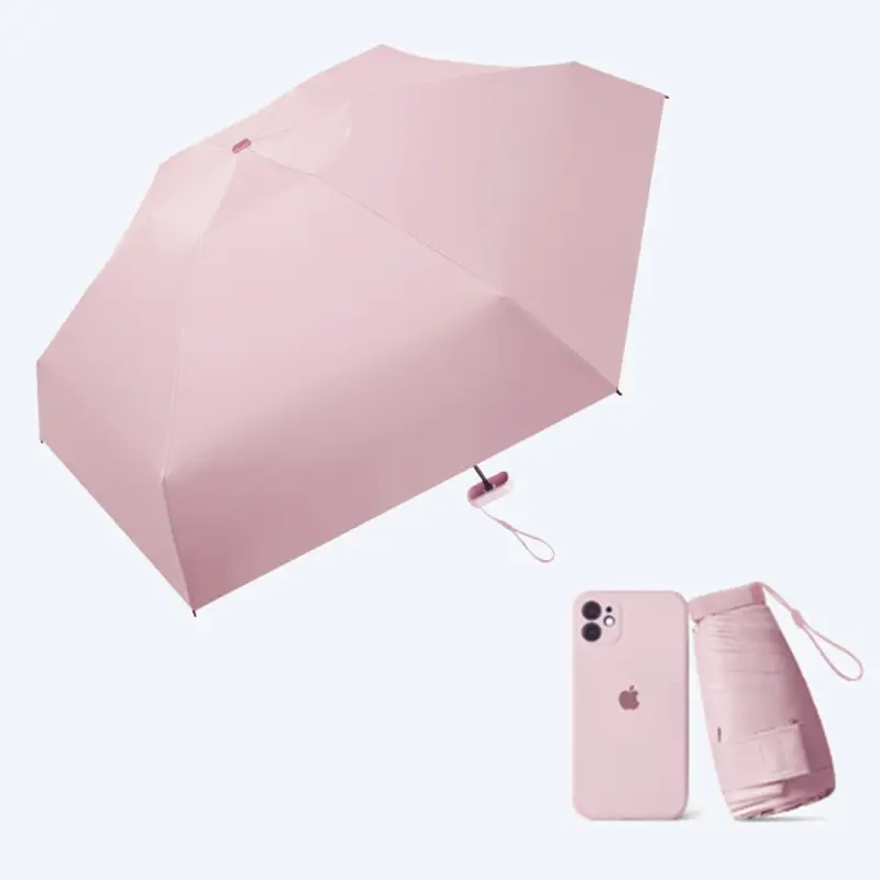 MINI SKŁADANY PARASOL MANUALNY KIESZONKOWY KOMPAKTOWY ETUI RÓŻOWY