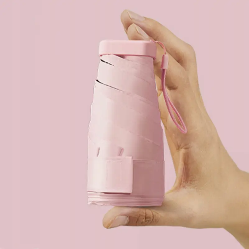 MINI SKŁADANY PARASOL MANUALNY KIESZONKOWY KOMPAKTOWY ETUI RÓŻOWY